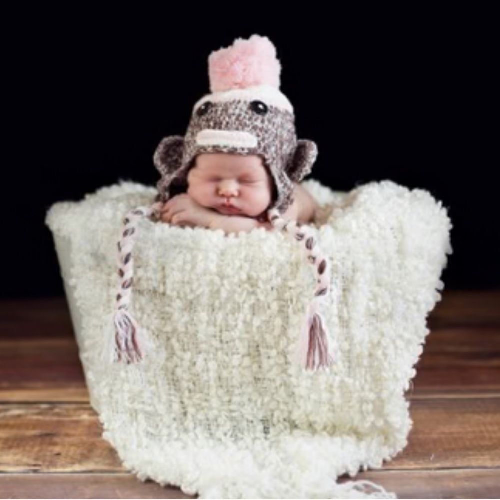 Daisy Baby Unisex Beanie Hat Lulu Sock Monkey 0-6 months NWT